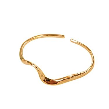 Imagem de Hifunny Pulseira de onda com torque aberto para mulheres, pulseira de onda de praia, ajustável, pulseira simplificada, feminina, joia de presente, Metal, Strass