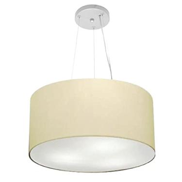 Imagem de Lustre Pendente Cilíndrico Cúpula Tecido 45x21 cm, Vivare Iluminação, Pendente4185 LA, Algodão Cru, Médio