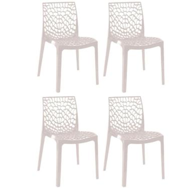 Imagem de Kit 4 Cadeiras Gruvyer Estrutura Em Polipropileno Fratini Branco