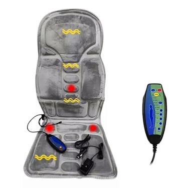 Imagem de Capa Assento Massageador Corporal Elétrico Bivolt Leve Confortável Vibra Dor Pescoço Costas Cintura Com Controle Remoto Com Aquecimento Para Carro Cama Cadeira Poltrona Cor Cinza