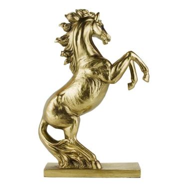 Imagem de Enfeite Rack Estante Sala Cavalo Dourado Realista - 31cm 