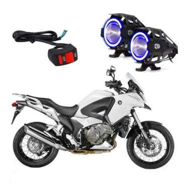 Imagem de Kit Led Farol Milha Moto Honda VFR 1200X 2012 2013 Angel Eye Azul U7 -