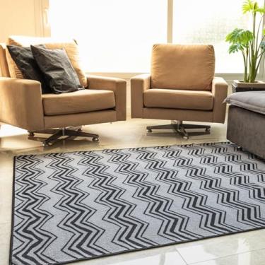 Imagem de Tapete Estampado Antiderrapante 200x150cm Cinza e Preto Para Sala e Quarto Design Moderno e Elegante Ideal Para Decoração de Ambientes Conforto e Segurança Para Seu Lar