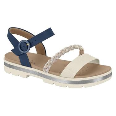 Imagem de Modare, SANDÁLIA PAPATE ORTOPÉDICA MODARE 7132.144 PLATAFORMA TIRA EM STRASS Cor:Branco/Marinho;Tamanho:39