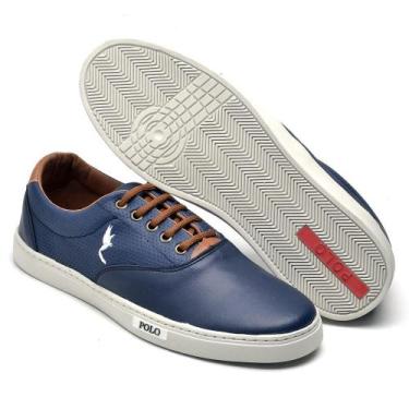 Imagem de Sapatênis Casual Polo Blu Masculino Confortável Dia a Dia, Azul, 40