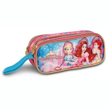 Imagem de Estojo Porta Lápis Escolar 2 Divisória Dupla Infantil Princesas Disney