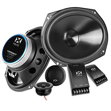 Imagem de NVX® VSP69KIT Alto-falantes de carro premium 6 x 9, 900 W máximo, 300 W RMS, sistema de componentes bidirecionais com tweeters de cúpula de seda de 2,5 cm e X-Overs passivos, fácil de instalar em