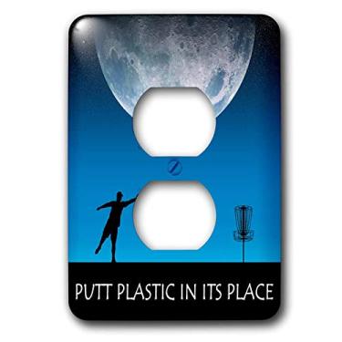 Imagem de 3dRose Lsp_18422_6 Putt Plastic In Its Place 6 silhueta de Frisbee golfista colocando sob a lua