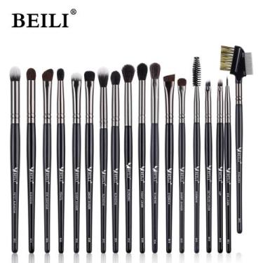 Imagem de Kit Pincéis De Maquiagem Com 18 Pçs Sombra Delineador Cabelo Sintético