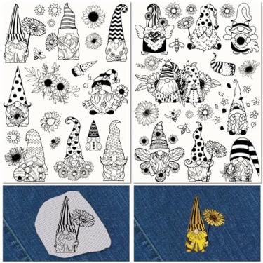 Imagem de CRASPIRE 38 Pçs Gnomo Girassol Solúvel em Água Padrões Estabilizadores de Bordado Padrão de Mola Anã Costura à Mão e Ponto Transferência A4 Tecido Lavável Pré-Impresso Autoadesivo para Amantes de