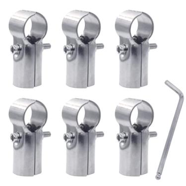 Imagem de ZHSLDQ 6 conjuntos de grampos T de painel, grampos de tubo de conector de tubo fino, braçadeiras de extremidade, para grampos "T" em reforço de cerca de tubo (aplicável OD 2.5 cm ou 25 mm ou 3/10.2