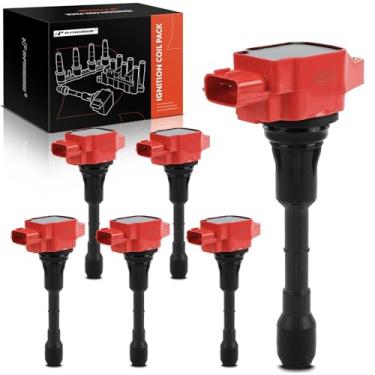 Imagem de A-Premium (Vermelho) Pacote de bobina de ignição do motor compatível com Nissan Altima 2007-2018, Murano 2009-2023, Pathfinder, Maxima, Quest & Infiniti QX60, Q50, G25, G35, M35h, Q70, JX35, FX35,