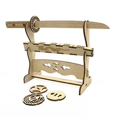 Imagem de wa-gu-mi Katana Samurai Warrior Sword Wooden Japanese 3D Puzzle - Fun DIY Wood Craft Kits - Ideal Gift for Birthdays and Party Favors