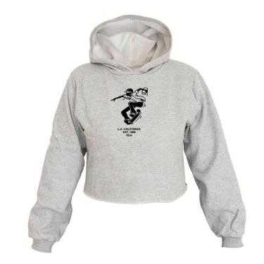 Imagem de Cropped Feminino Moletom Estampa Skate Study Capuz Inverno - Ragor, P,