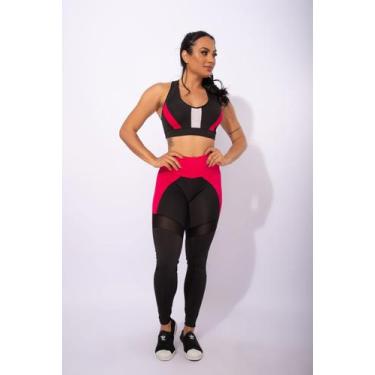 Imagem de Conjunto Feminino Fitness Calça Legging Cintura Alta Detalhe E Top Nad