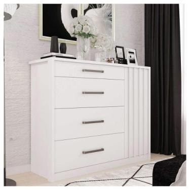 Imagem de Cômoda Sapateira 1 Porta 4 Gavetas Branco Palacius Caemmun, Branco Fos