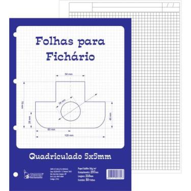 Imagem de Bloco para Fichário Universitário Quadriculado Branco 5X5MM 50 Folhas 