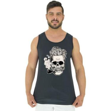 Imagem de Regata Clássica Masculina MXD Conceito Caveira Com Cachimbo, GG, Preto