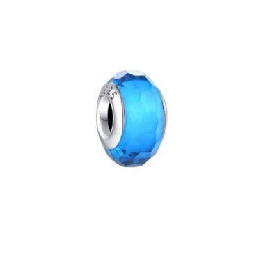 Imagem de Berloque Separador Murano Azul Chanfrado em Prata 925