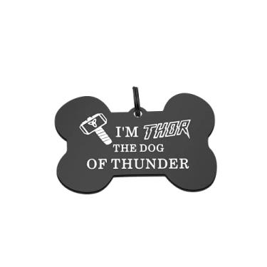 Imagem de ENSIANTH Etiquetas de coleira de cachorro presente de super-herói engraçado Dog of The Thunder Pet Tags Presente para amantes de cães, 0.98*37mm, Metal, aço inoxidável
