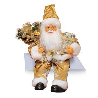 Imagem de Tuut Decoração de Natal Papai Noel Repetidor 30cm Dourado à Pilha – Interativo e Decorativo com Luz e Som