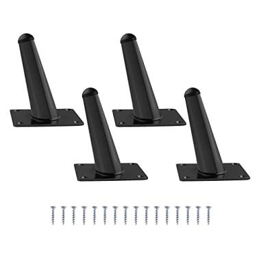 Imagem de ZAYI Pernas pretas para móveis de 15 cm, metal para conjunto de 4, sofá afunilado oblíquo, estilo meados do século, substituição para cama, sofá, cômoda, cadeira, armário otomano, suporte de TV, com