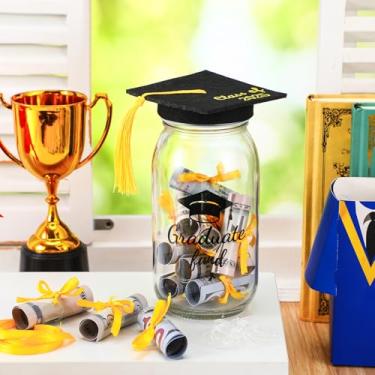 Imagem de Honeydak Presentes de formatura 2025 Pote de Fundo de Pós-Graduação para Centros de Mesa Classe de 2025 Pote de Dinheiro de Graduação Presente de Parabéns Decorações de Festa de Graduação para
