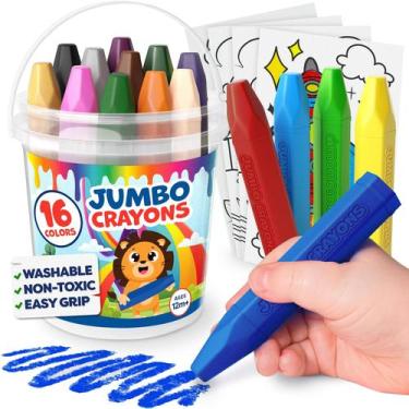 Imagem de Lápis de Cera Jumbo Momo & Nashi - 16 Unidades - Para Crianças de 1 a 
