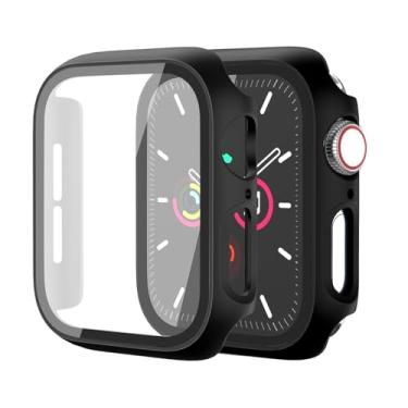 Imagem de Pacote com 2 capas para Apple Watch Series 10 de 42 mm, protetor de tela integrado [sensível ao toque] Capa protetora rígida de policarbonato com cobertura total para iWatch S10 de 42 mm, preta