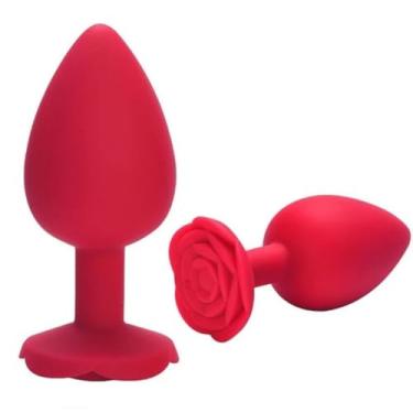 Imagem de Plug Anal Em Silicone Grande Com Formato De Rosa 10 X 4,5Cm Fantasias Estímulo e Prazer Intenso [VERMELHO]