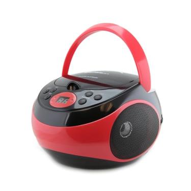 Imagem de NAXA Electronics Leitor de CD portátil NPB-251A-RD com rádio estéreo AM/FM, vermelho