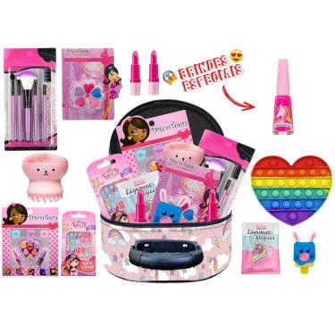 Imagem de Maleta Menina linda + Conjunto de Maquiagem Para Criança Infantil pop it + Presente Polvo de BZ139