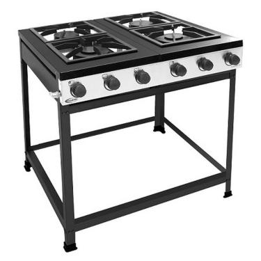 Imagem de Fogão Industrial Imperador Com 4 Bocas Sem Forno Clarice Preto/branco