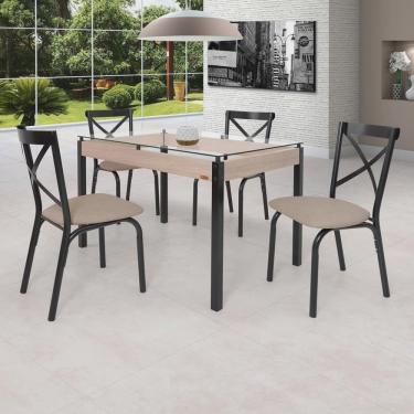 Imagem de Conjunto Sala de Jantar Mesa 120x75cm Tampo Vidro com 4 Cadeiras Karina Ciplafe
