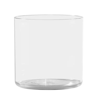Imagem de Rospynn Vaso cilíndrico de acrílico, vaso grosso, plástico inquebrável, peça central decorativa para casa ou casamento, redondo curto de 15 x 15 cm - transparente