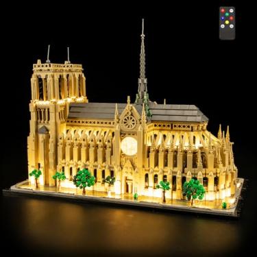 Imagem de LIGHTAILING Luz para Lego-21061 Notre-Dame de Paris - Kit de iluminação LED compatível com blocos de construção Lego Modelo: versão de controle remoto - O conjunto de modelos não está incluído