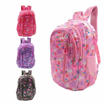 Imagem de Mochila Feminina Infantil Escolar Passeio Reforçada Sports WL8908, Ros