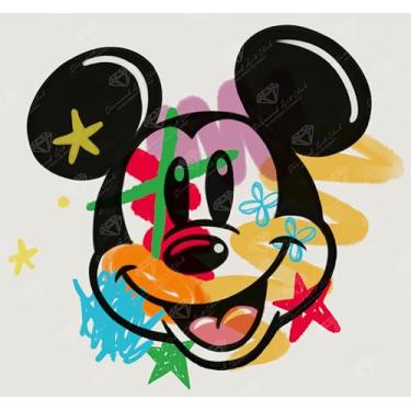 Imagem de DIAMOND ART CLUB Kit de pintura de diamante Mickey Shapes, artesanato DIY divertido para adultos, tela de arte de diamante redondo para iniciantes, 13" x 13" (33 cm x 33 cm)