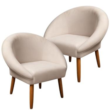 Imagem de Kit 2 Poltronas Cadeira Decorativa para Sala de Espera Elegante Recepção Pés Palito MOBLAN decor (Bege)