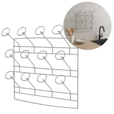 Imagem de Escorredor De Copo De Parede 12 Lugares Aço Cromado Prime - Araminas
