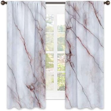Imagem de Cortinas blecaute de mármore para quarto - Cortinas escurecidas com isolamento térmico para sala de estar, L 132 x C 239 cm