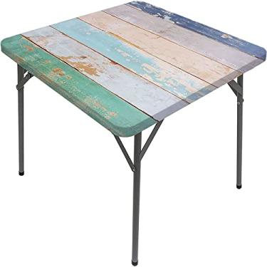 Imagem de Capa de mesa de madeira ajustada, estampa de textura de prancha de madeira, toalha de mesa impermeável interna/externa, sala de jantar de pátio e cozinha, serve para mesa de 122 x 182 cm