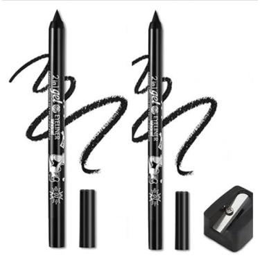 Imagem de Fato de lápis de delineador flash de gel colorido, 2 canetas de delineador de olhos, caneta de delineador de olhos impermeável, sombra de olhos, sobrancelha, lápis de olhos (01 preto & 01 preto)