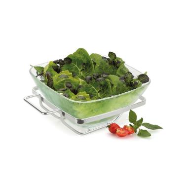 Imagem de Saladeira Quadrada de Vidro 2,7L Suporte de Aço Andrea Forma