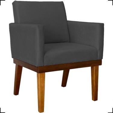 Imagem de Poltrona Decorativa Para Sala Recepção Consultório Escritório Base Em Madeira Divine Suede
