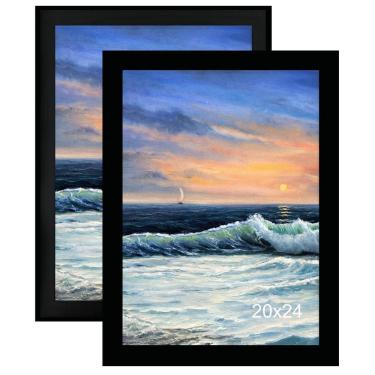 Imagem de Porta-retratos LUCKYLIFE 50x60cm para pendurar na parede em MDF preto x2