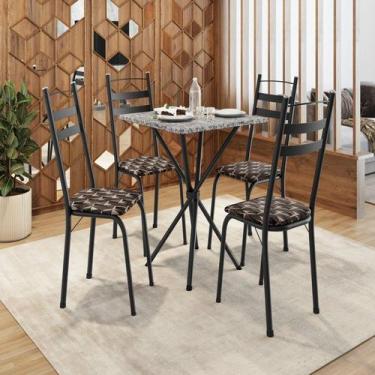 Imagem de Conjunto sala de Jantar Mesa Quadrada 70cm Tampo Granito com 4 Cadeira