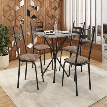 Imagem de Conjunto sala de Jantar Mesa Quadrada 70cm Tampo Granito com 4 Cadeira