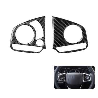 Imagem de AJHLJ® 2 peças de painel de interruptor de botão de volante de fibra de carbono acessórios de decoração de carro para Honda Civic 10th FC/FK 2016~2021