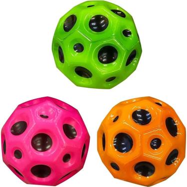 Imagem de Kit 3 Bolas Saltitantes Espacial de Borracha Formato Lunar